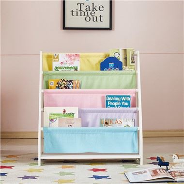 Etajè Blan Etajè Kolore Canvas Kids Bookshelf